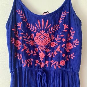 Royal blue embroidered midi dress